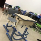 Folding School Desk Chair Folding Durable Adjustable School Study Classroom Plastic And Iron Desk And Chair Set