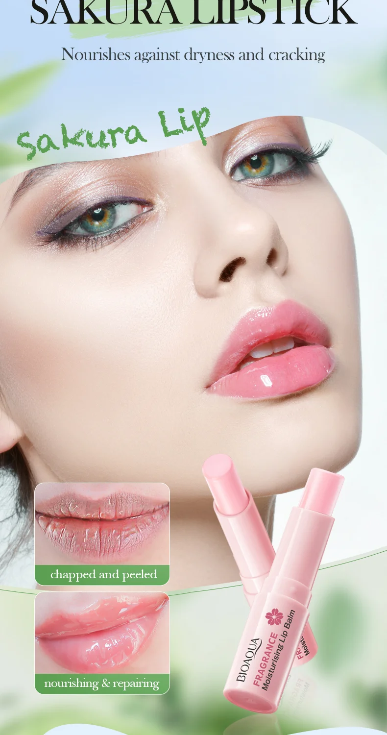 product hot selling oem bioaqua organic cherry blossom scented lip balm wholesale vitamin c moisturizing nourish cute lip balm stick-8
