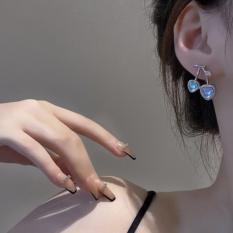 super fairy cherry earrings women 2022 year new trend sweet small fresh earring minority fashionable earrings