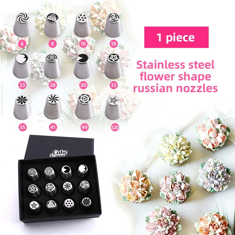 1 Pcs stainless steel flower shape cupcake cookie biscuit cream pastry cake decorating baking russian icing nozzles