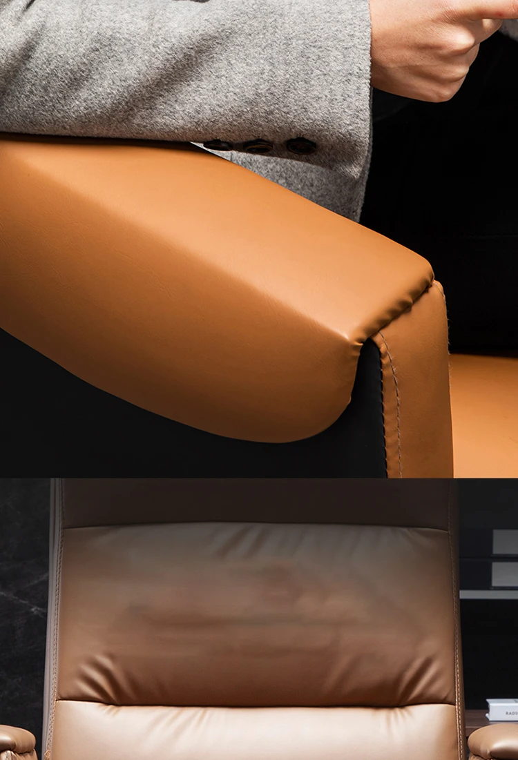 HRZ- Big and Tall Executive Office Chair with Wood Accents Adjustable High Back Ergonomic Lumbar Support, Bonded Leather