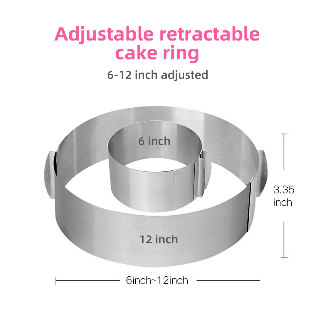 baking tools 6 12 inch non stick stainless steel round circle ring adjustable mousse cake baking molds