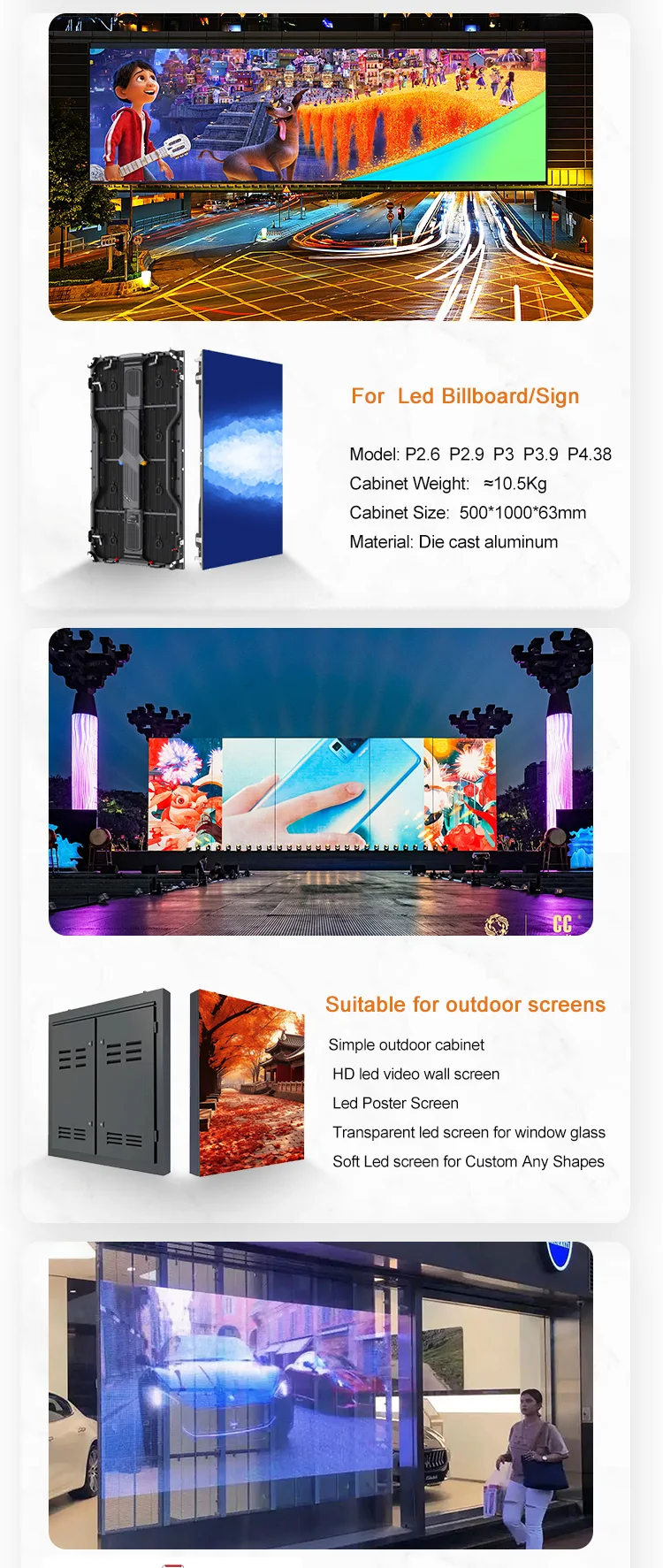 Rental LED Display with 5 Years Warranty 6000 CD Brightness and 2500 cd for Indoor Outdoor Video Wall