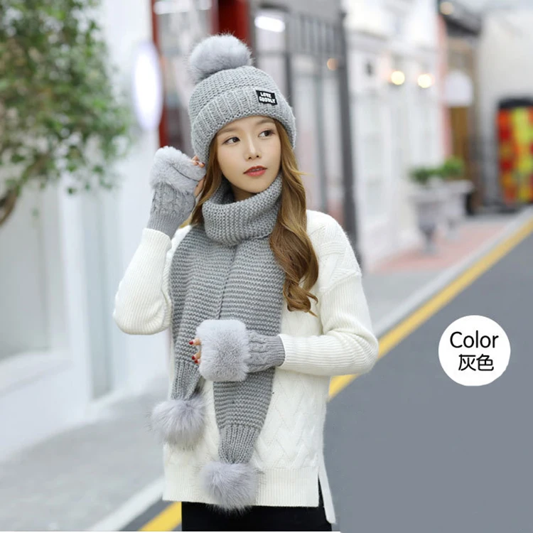 white hat glove scarf set