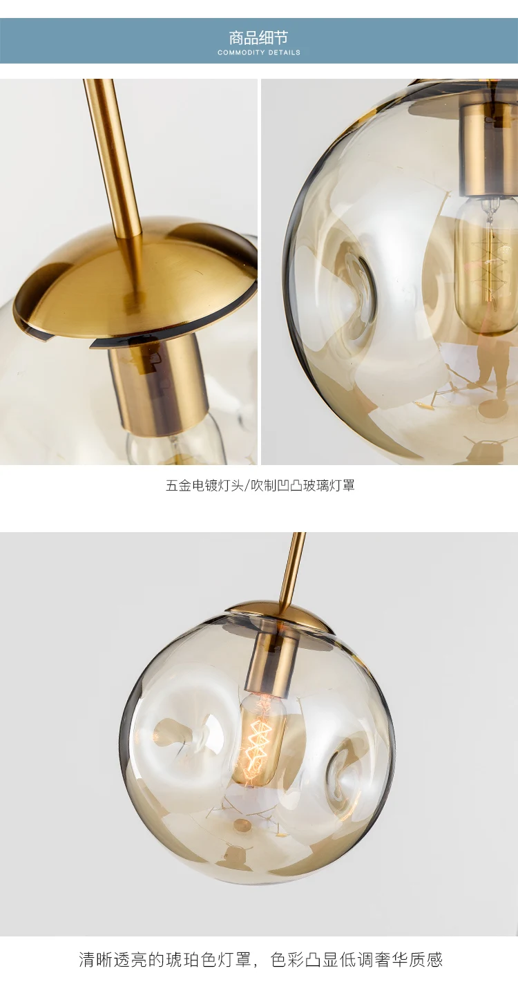 Modern Commercial Ceiling Dome Pendant Light Glass Small Modern Chandelier Lamp