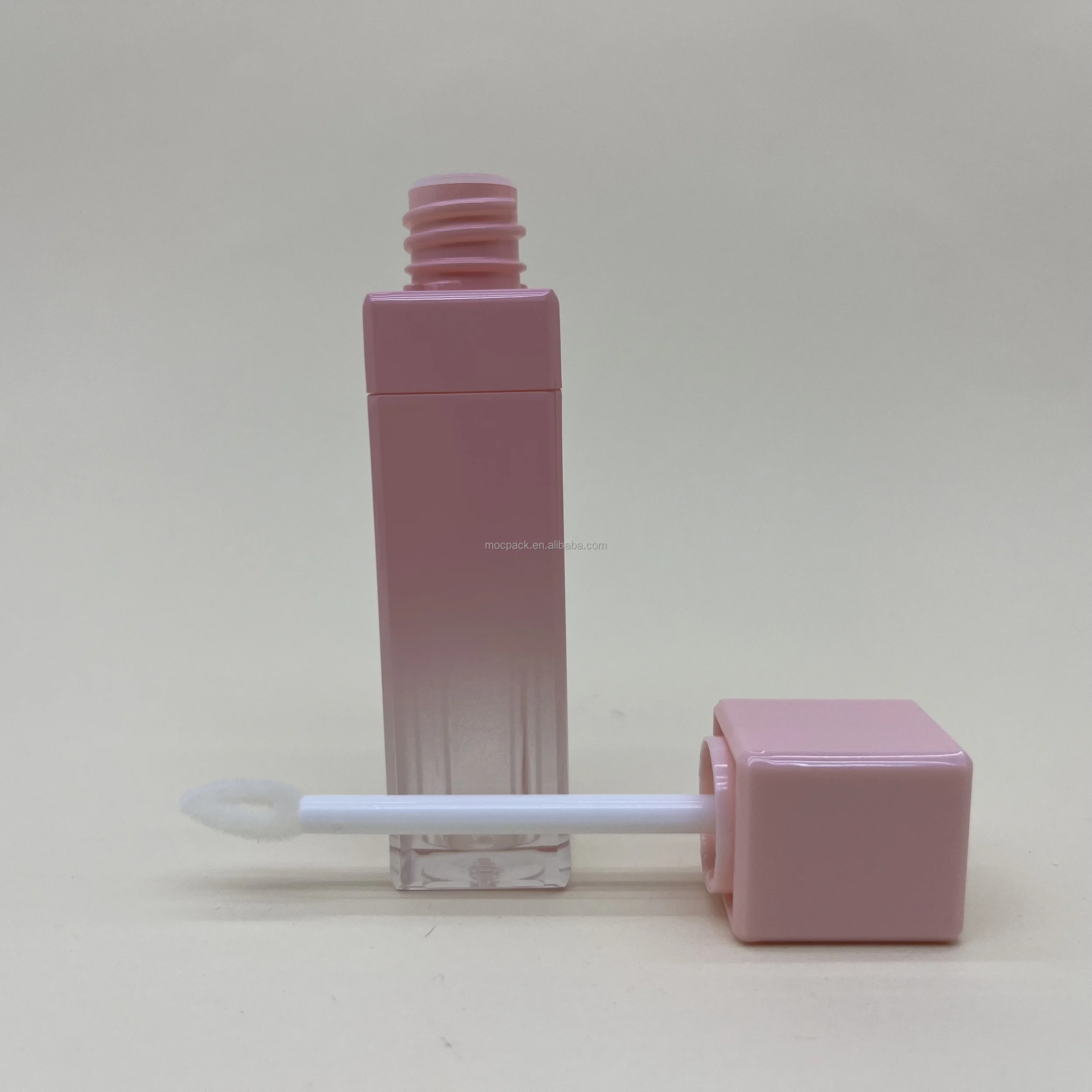 product wholesale empty 8ml square lip gloss tube gradient pink lip glaze container with soft wand-27