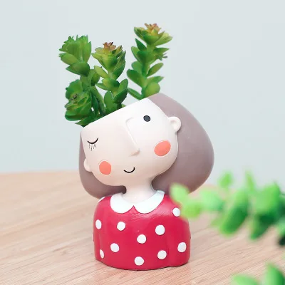 P354 Succulent Craft Garden Couples Plants Pots Mini Cactus Home Decor Flower Planter Cute Girl Boy Cartoon Portrait Flower Pot