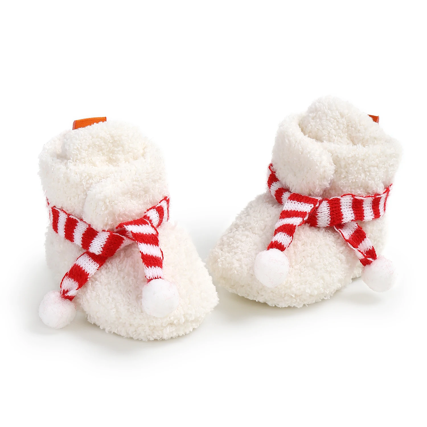 Unisex Warm Winter Indoor Newborn Baby Christmas Shoes Booties 2024 With Cute Scarf Design factory
