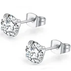 Metal Zircon Stud Earrings Pierce Earring Body Jewelry Stainless Steel Metal Silver Color Zircon Stone Stud Earrings