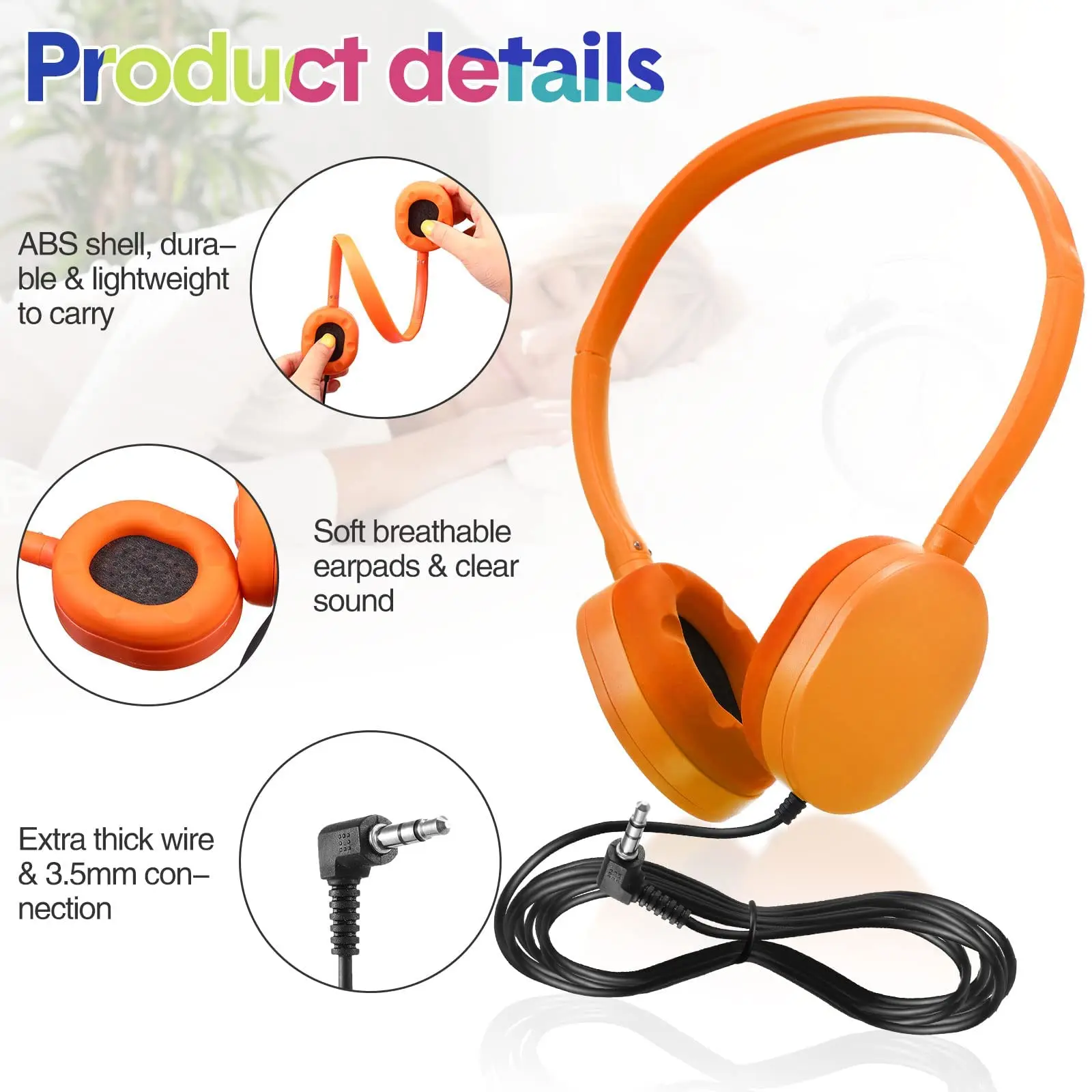 3.5MM Plug Silicon Earpads Wired Kids Headphone Child Learning Headset Colorful Over-head Headphones for OEM Logo