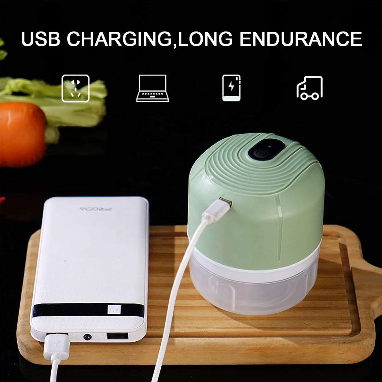 New product ideas 2023 Fruit&Vegetable Tools 250ml Mini USB Electric Garlic Chopper food chopper Mincer with USB cable