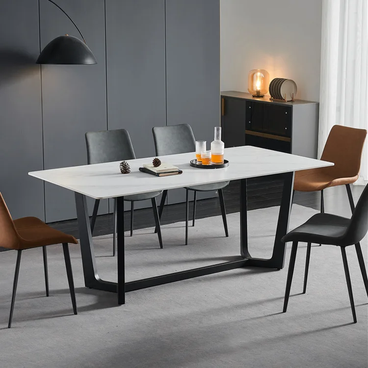 nordic turkish dining room furniture 6 chairs modern design rectangular marble dining table set