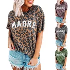 Leopard Print Spring And Summer New Women's Top Leopard Print Round Neck Short Lady T Shirt