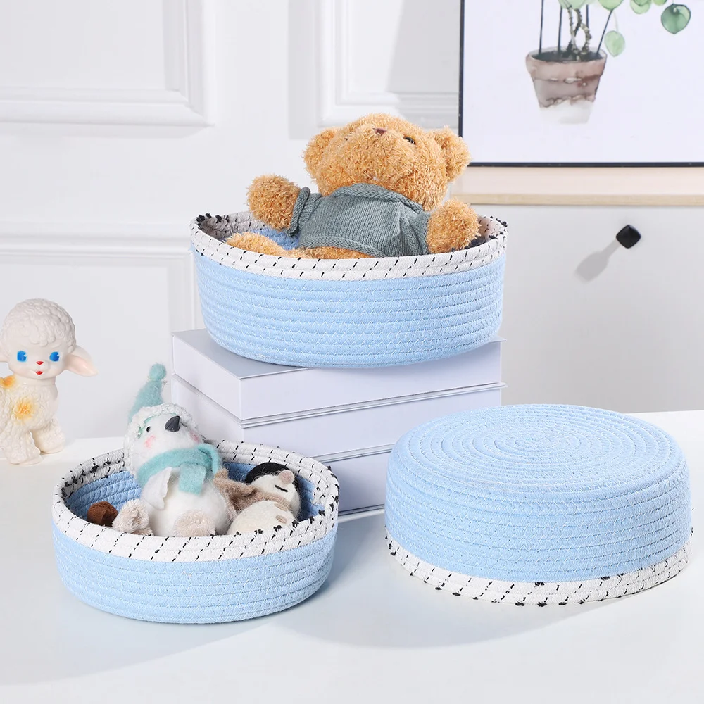 HUAYI   Woven handmade Cotton Rope Laundry Basket Storage Basket