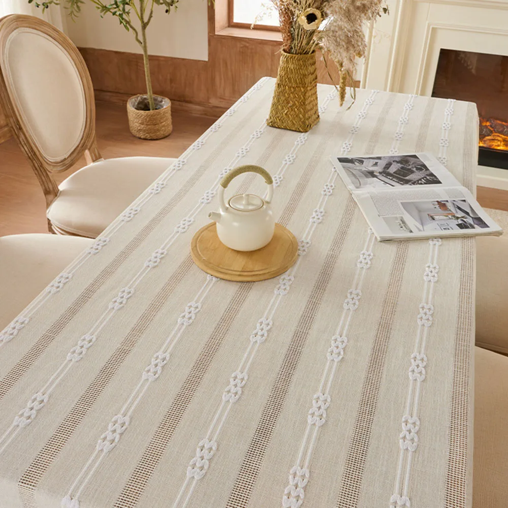Pure Plain Color Light Luxury Anti-skidding Living Room Canteen Rectangle Household Polyester Fiber Tablecloth