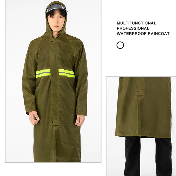 DD2180  Reflective Stripe Raincoat Waterproof Trench Coat Long Rain Coat Jacket Cloth Outdoor Lightweight  Hiking Raincoat Suit
