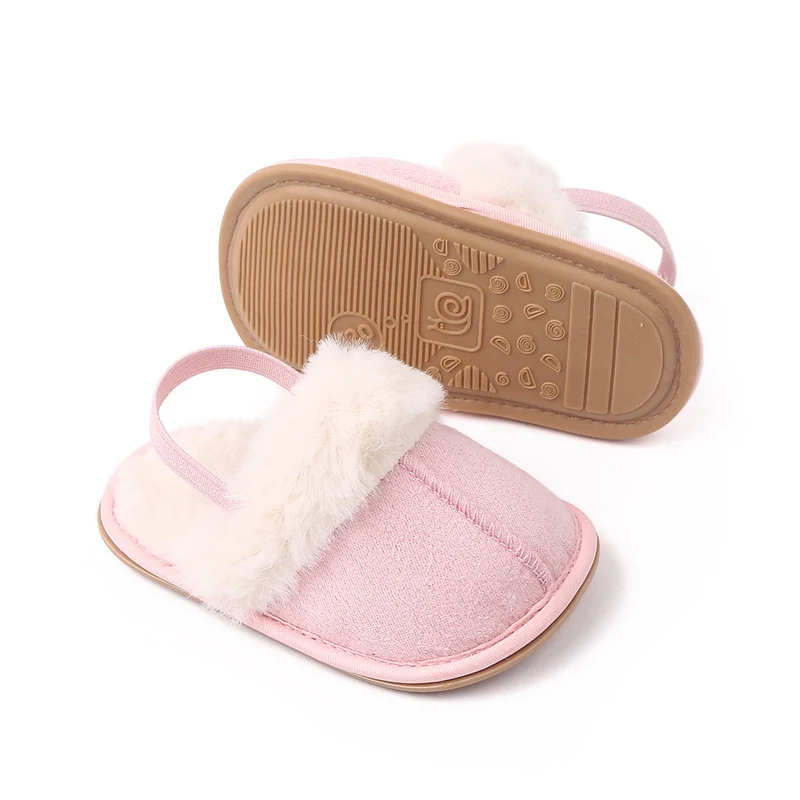 High Quality Add Plush Warm Baby Toddler slippers Anti-slip TPR Outsole details