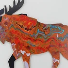 Wooden Craft Crafts Resin Wooden Colorful Moose Wall Art Wooden Craft Welcome Door Sign Home Ornaments Crafts