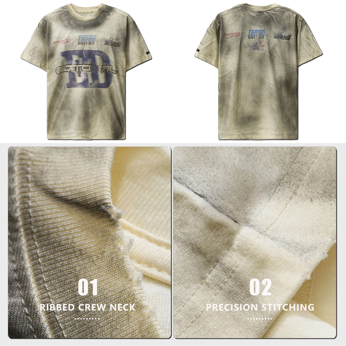 product mens heavyweight 100 cotton t shirts vintage distressed acid wash oversized t shirt digital printing dirty wash tshirt for men-4