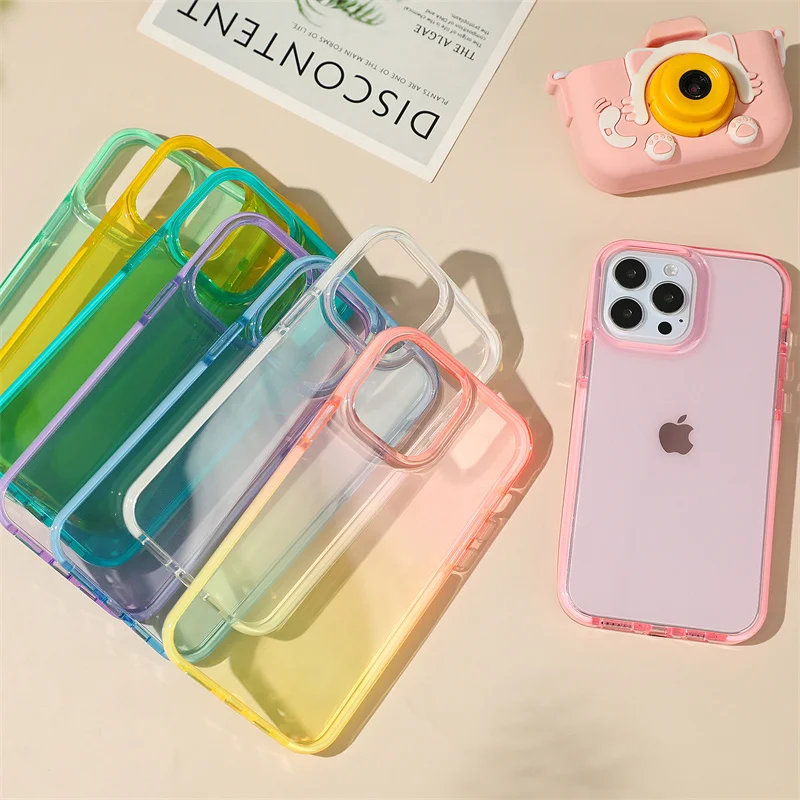 Transparent Space Phone Case For iPhone 15Pro Max High Quality TPE Frame Bumper Mobile Cover For iPhone 14 13 Soft Back Shell