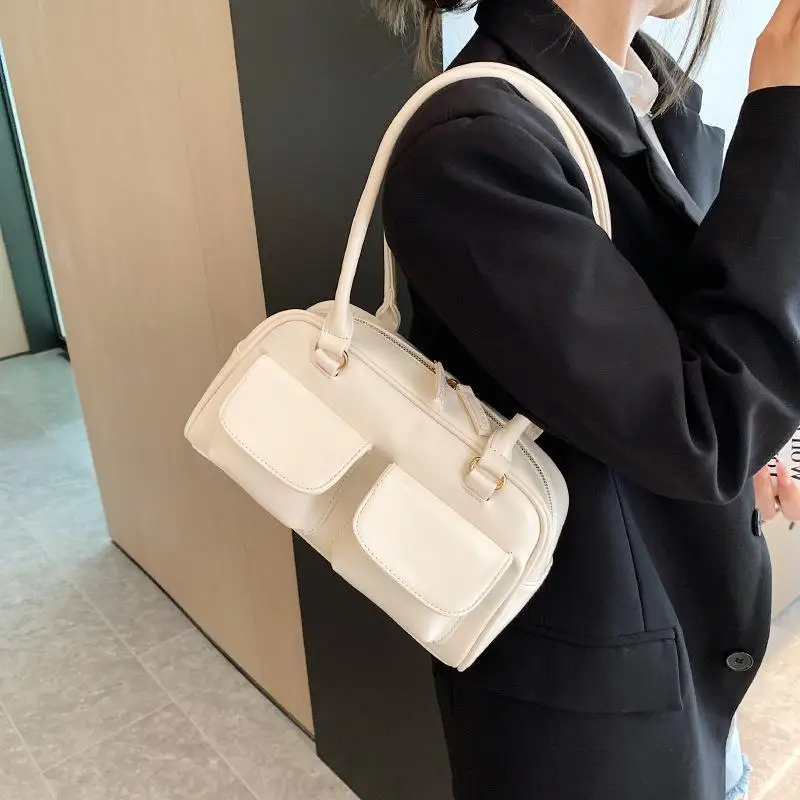 Fashion Blank Zipper Designer Luxury Patent Leather Women Satchel Purse Pillow Handbag Elegant Underarm Shoulder Bag For Girls