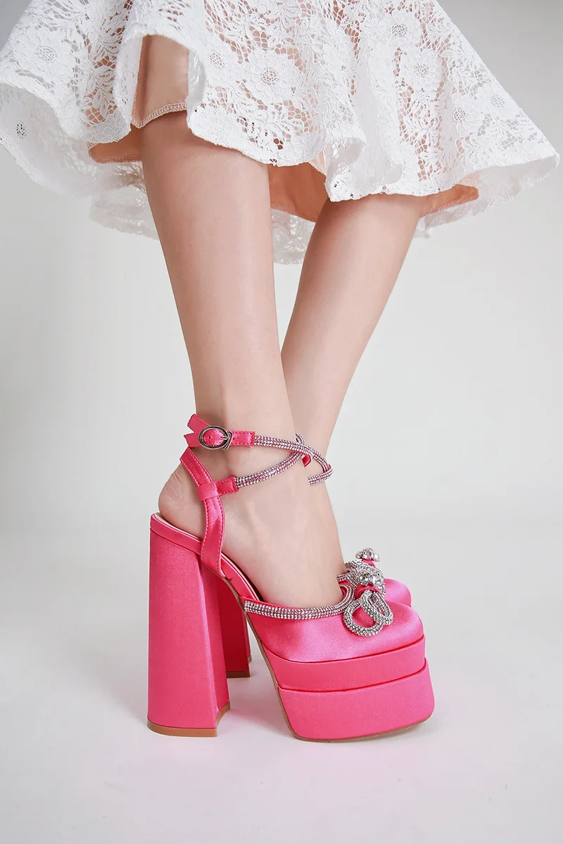Sexy Women Pumps Retro Chunky Heels Sandals Party Platform Dress Party Wedding Basic Shoes Woman Boots Club Big Size