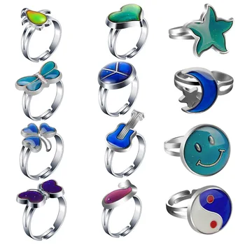GT 2022 anillo inteligente Elephant Animal Flower Star Emotion Feeling Changeable Band Temperature Ring Mood ring jewelry