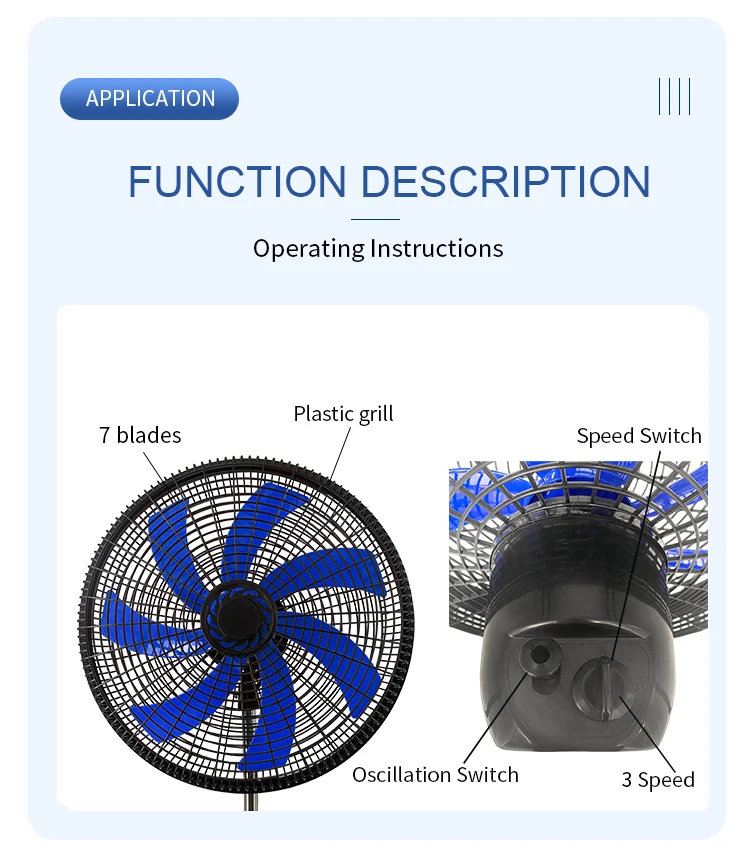 Oscillating Pedestal Stand Fan, 18-inch, 60, Plastic - detail 14