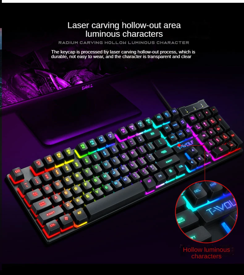 Wired Gaming Rgb Keyboard Mechanical Feeling English Backlit Rgb