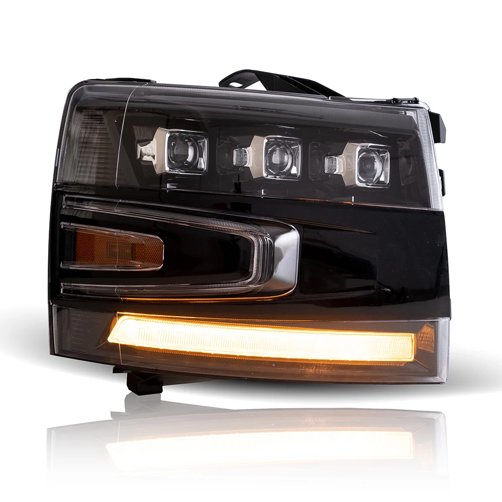 product headlight head light led 3 lens headlights car headlamp 2007 2013 for chevorlet silverado 2500 3500 hd plug and play-5