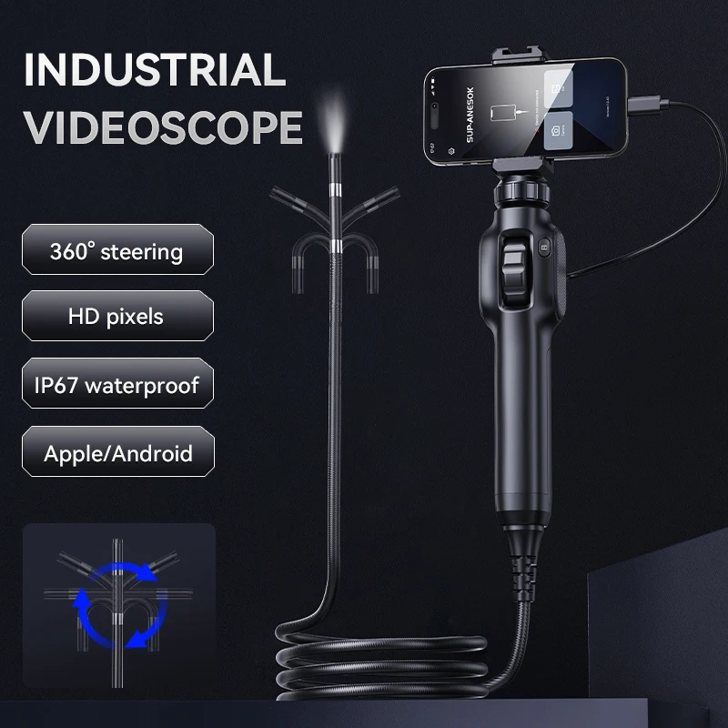 360 Degree 2 Ways Articulating Borescope 6mm Ip67 Automotive Endoscope