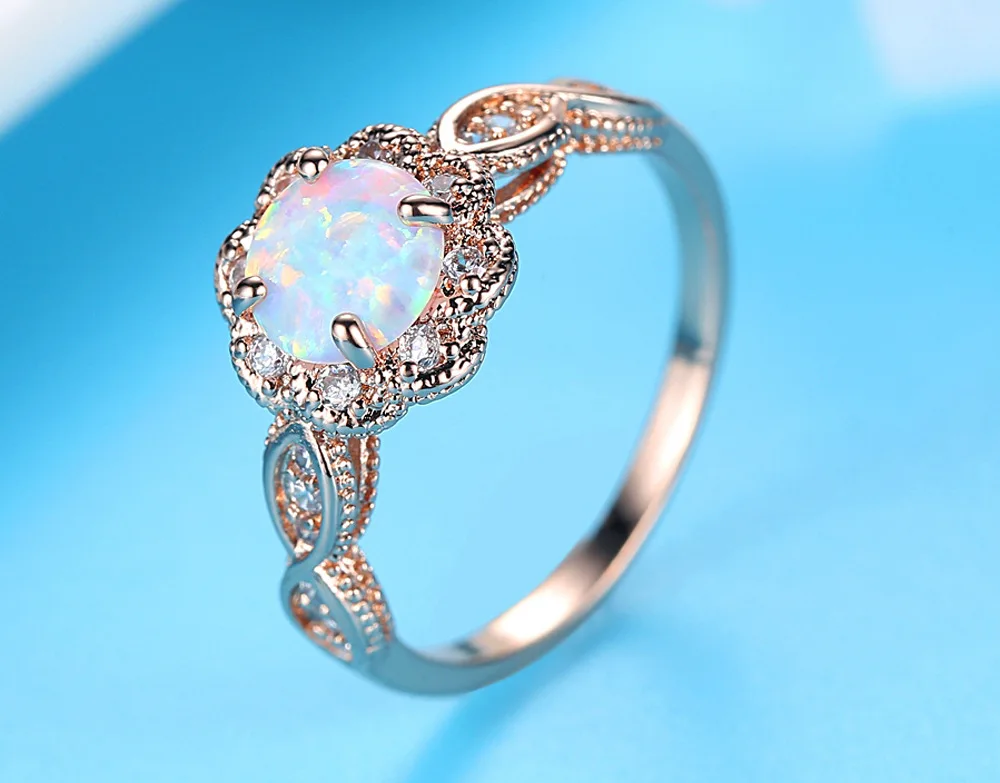 Fashion rings 2021 women personality jewelry claw setting opal ring copper accessories girls gift