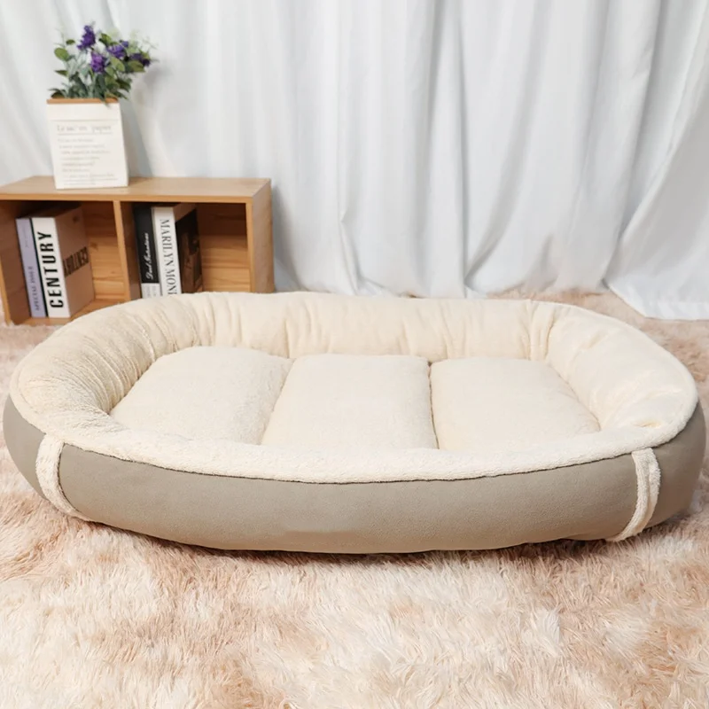 product washable kitten bed nonslip round fluffy plush pet bed for pets-50