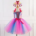 Hot Selling 8 Colors Fancy Mermaid Dress Kid Costume Baby Girl Tutu Cos Dress With Headband