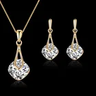 Set New Hot Party Wedding Women's 18K Gold Bridal Jewelry Diamond Necklace Set