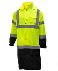 Hood Custom 100% Polyester Safety Raincoat Waterproof Reflective Hi Vis Man Safety Rain Wear With Hood