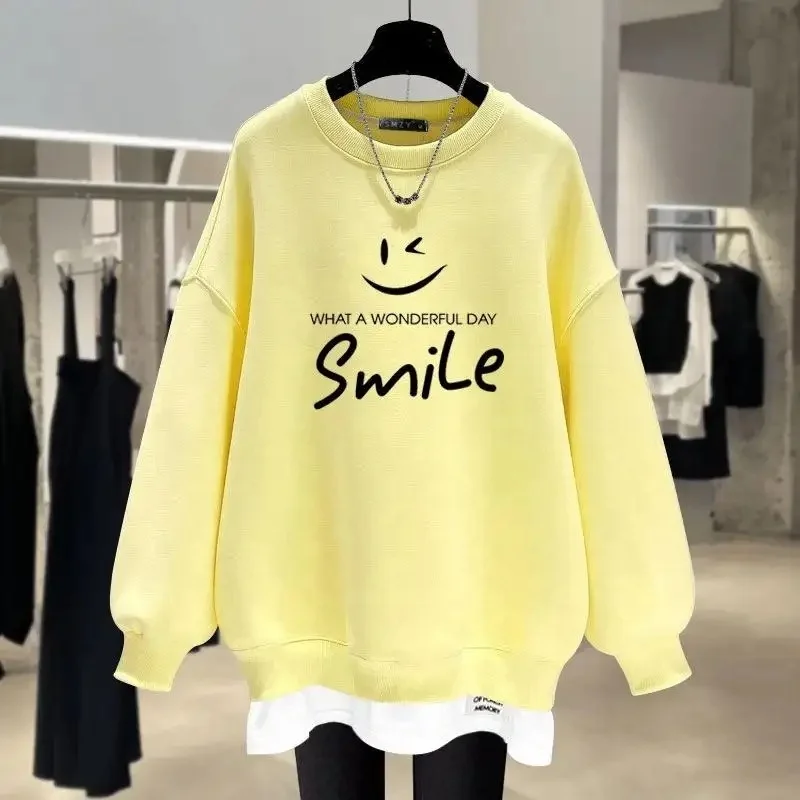 Women's oversized sweatshirt pattern retro hoodie cute Los Angeles California teen loose crew-neck fashion clothing