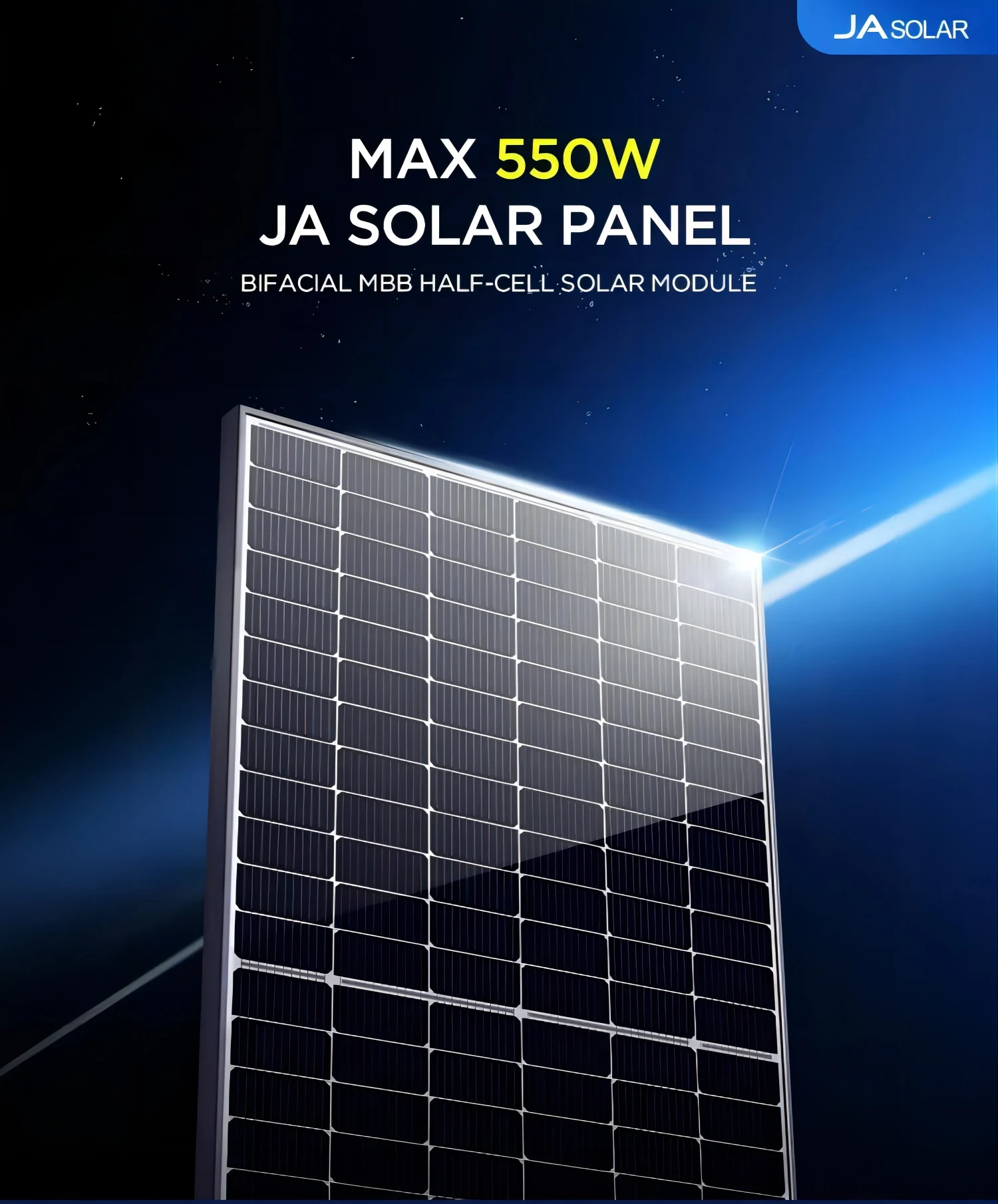 Ja Bifacial Mbb Half Cell 395w 400w 405w 410w 415w 420w Black Frame