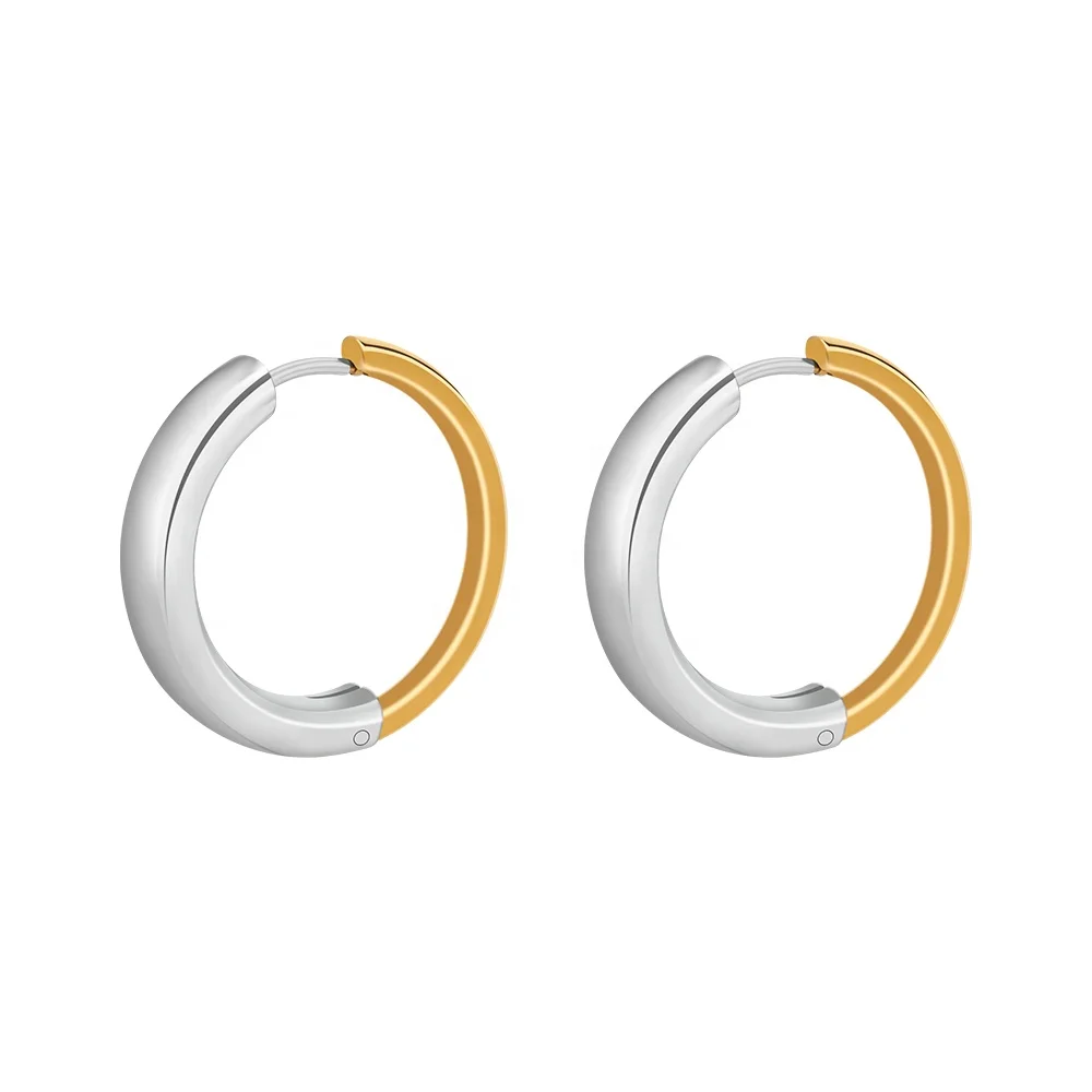 Latest 18K Gold Plated Stainless Steel Jewelry Irregular Geometric Mix Color Hoop Earrings Trendy Unisex Earrings E231495