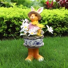 Creative Animal Resin Rabbit Flower Pot Planter Outdoor Garden Flower Basket