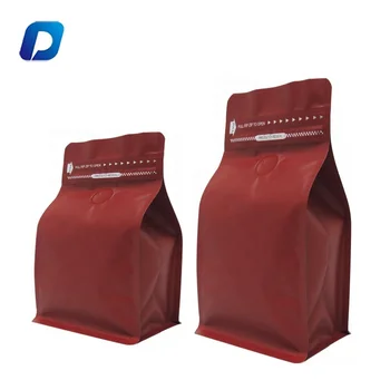 Wholesale matte printing square bottom 250g 500g 1kg coffee pouches zipper aluminum foil flat bottom bags with valve