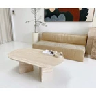 Natural Stone New Arrival 2021 Modern Polished Beige Natural Stone Tea Travertine Table Dinner Table