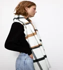Fashion Fashion Ladies Black Line White Plaid Shawl Warm Blanket Winter Acrylic Scarf In Stock Wholesale