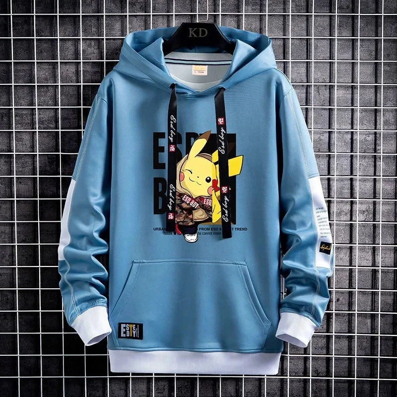 Men's Graphic Print Long Sleeve Drawstring Hoodie Pullover Sweatshirt