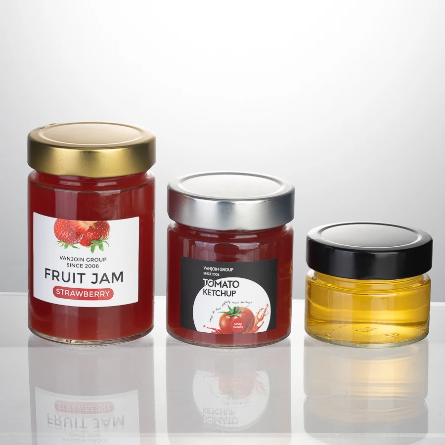 Empty Round Luxury Glass106ml 212ml 8oz 314ml Pickles Honey Jam Jelly Peanut Butter Storage Ergo glass jars with deep lid