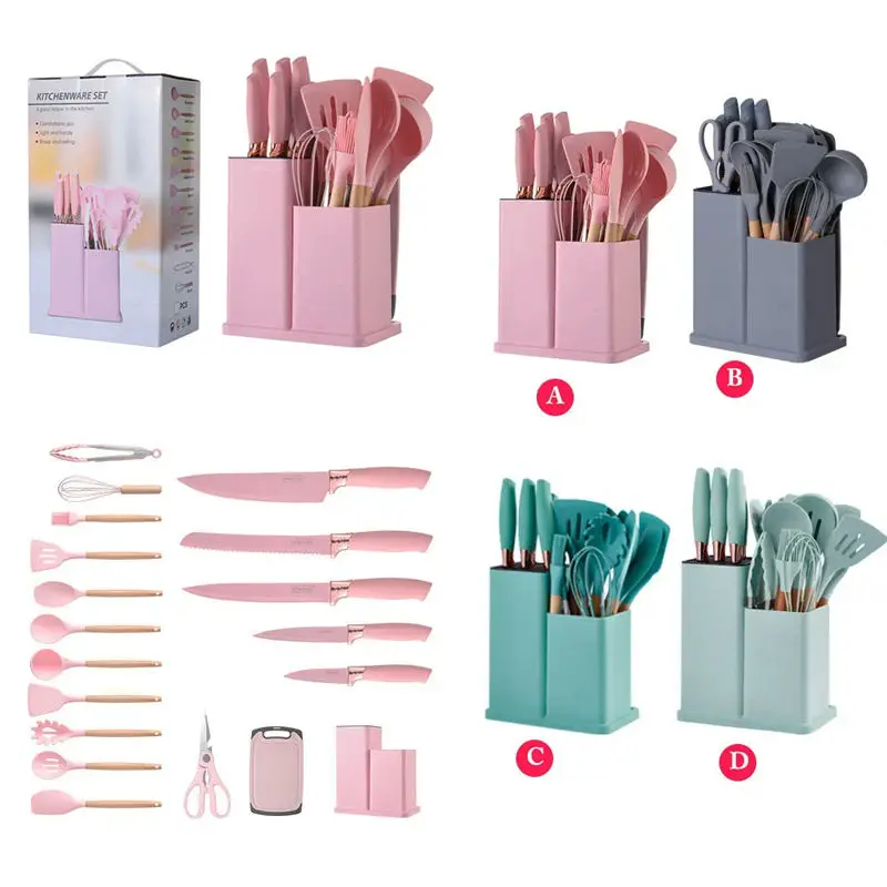 Hot Sell 19pcs Silicone & Stainless Steel Utensils Set Kitchen Accessories for cooking Kitchenware