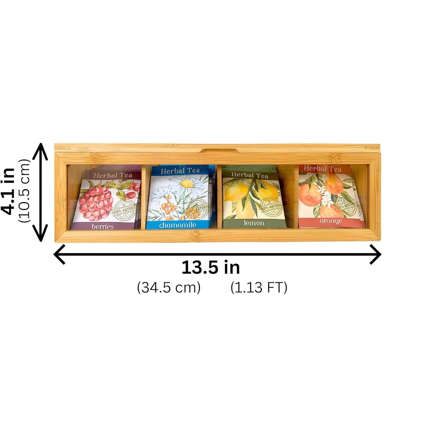 Stackable Bamboo Tea Bag Organizer Storage Holder for Tea Bags Wood Tea Box Containers ,Teabag Stand for Cabinet Countertop