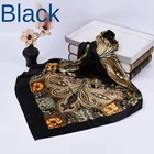 New Scarf New Big Cashew Flower Satin Print Silk Scarf 90*90cm Square Silk Scarves