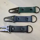 High Quality Leather Clip Keychain Fob Wholesale Custom Clip Hook Stamped Metal Leather Label Keychain