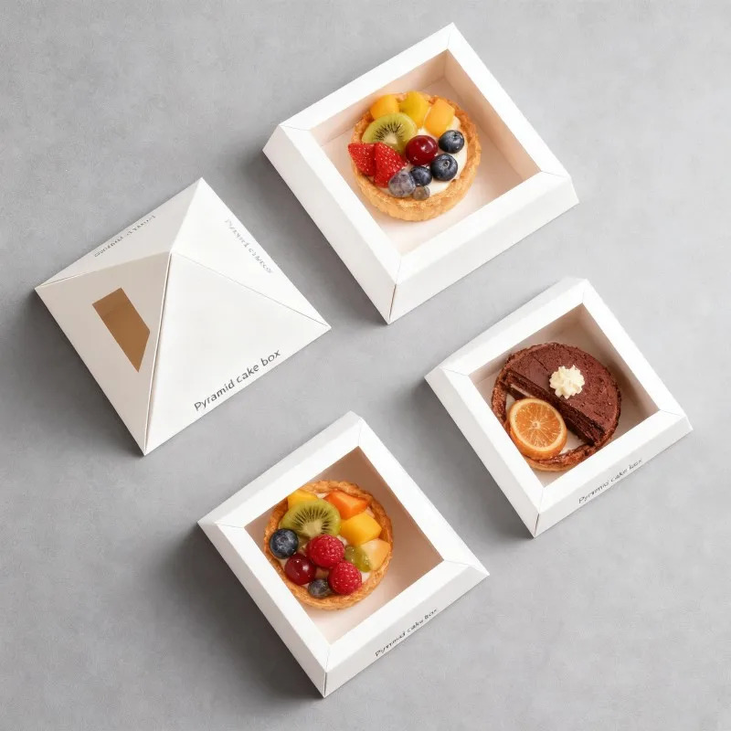 product paper pyramid box pyramid cake packaging boxes unique design gift box for chocolate cookie foodgrade packaging with handle-5